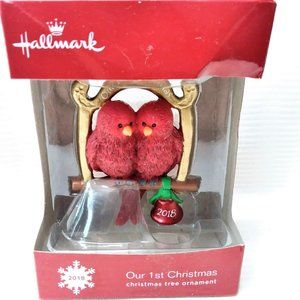 Christmas Ornament Hallmark Our 1st Tree Red Cardinals 2018 Holiday Love Couples